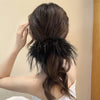 Oversized feather large intestine hair band female hair tie furry hair rope plush autumn and winter high sense headdress ponytail hair rope