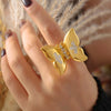 Jewelry Vacation Punk Sweet Butterfly 304 Stainless Steel Rhinestones 18K Gold Plated Inlay Rings