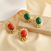 1 Pair Vintage Style Classic Style Oval 304 Stainless Steel 18K Gold Plated Ear Studs