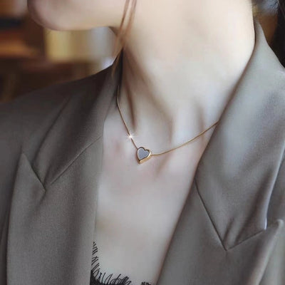 [Whole Body Titanium Steel] Three-Dimensional Peach Heart Titanium Steel Necklace Simple Fashion Necklace