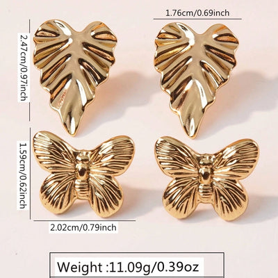 1 Set Novelty Classic Style Streetwear Geometric Heart Shape Bow Knot Inlay 304 Stainless Steel Pearl Imitation Gold  Ear Studs