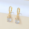 1 Pair Sweet Water Droplets Flower Inlay Copper Zircon Drop Earrings