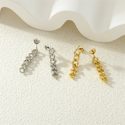 1 Pair Streetwear Commute chain Inlay Copper Zircon 18K Gold Plated Drop Earrings