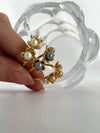 Jewelry Sweet IG Style Flower 316L Stainless Steel  18K Gold Plated Open Rings