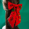 Christmas Elegant Classic Style Women's Bow Knot Alloy Sequins Inlay Rhinestones Hair Clip