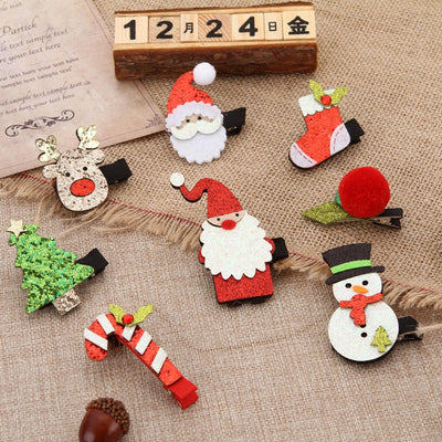 cartoon style christmas tree santa claus alloy sequins hair clip 2 pieces