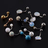 1 Piece Belly Rings Casual Vacation Round 304 Stainless Steel Imitation Pearl Polishing Inlay Natural Stone Zircon 18K Gold Plated