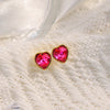 1 Pair Sweet Simple Style Heart Shape Inlay 304 Stainless Steel Diamond 14K Gold Plated Ear Studs