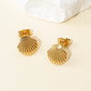 1 Pair Vacation Starfish Shell Polishing 304 Stainless Steel 14K Gold Plated Drop Earrings Ear Studs