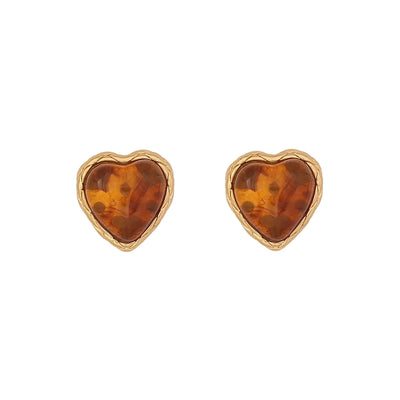 1 Pair Simple Style Commute Heart Shape Inlay 304 Stainless Steel Gem 18K Gold Plated Ear Studs