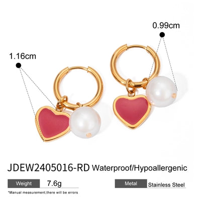 1 Pair Retro Sweet Simple Style Heart Shape 304 Stainless Steel 18K Gold Plated Drop Earrings