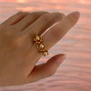 Jewelry Sweet IG Style Flower 316L Stainless Steel  18K Gold Plated Open Rings