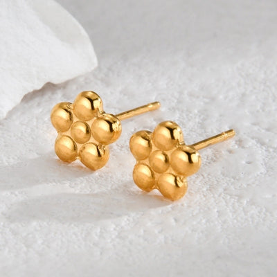 1 Piece IG Style Elegant Streetwear Flower 304 Stainless Steel 18K Gold Plated Ear Studs