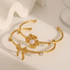 Basic Commute Flower Bow Knot 304 Stainless Steel 18K Gold Plated Artificial Pearls Stainless Steel Bracelets In Bulk