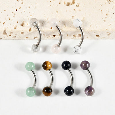 1 Piece Eyebrow Studs Casual Elegant Vacation Geometric 304 Stainless Steel Howlite Tiger Eye Eyebrow Studs