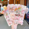 cute rabbit rainbow bow knot alloy gauze hair clip 1 set