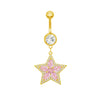 1 Piece Belly Rings Cute Sweet Star Heart Shape 316 Stainless Steel  Alloy Copper Inlay Rhinestones Zircon Gold Plated