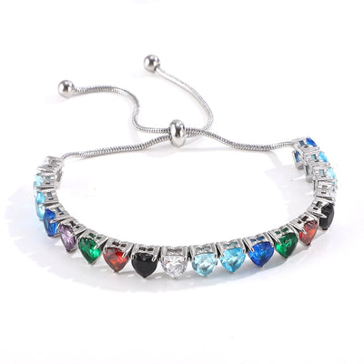 Shiny Heart Shape Titanium Steel Zircon Bracelets In Bulk