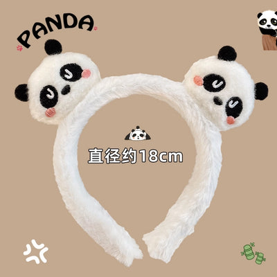 Panda Plush Face Wash Hair Bands Autumn and Winter Hair Band Hair Fixer Non-Slip Headband Female 2024 New Hair Pin Hairware