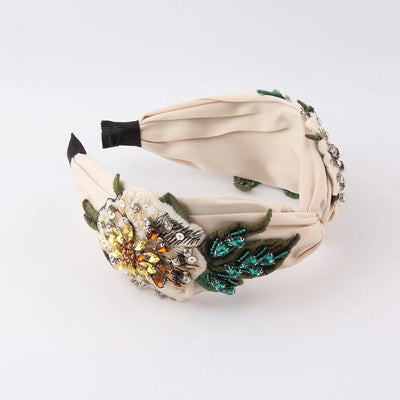 casual vacation flower cloth inlay rhinestones hair band