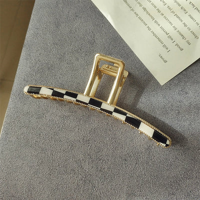 fashion geometric barrettes cellulose acetate metal cross plaid hair claw headdress