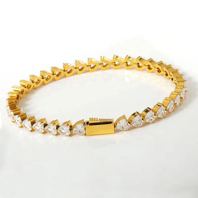 Simple Style Geometric Stainless Steel Zircon Tennis Bracelet In Bulk