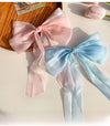 Cream Sweet Mesh Bow Hairpin Super Fairy Top Clip Back Head Hairpin Hair Accessories  Spring Clip