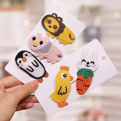 Cartoon students Korean version of cute hairpin girls online red animal BB clip sweet knitted side clip hair accessories headdress