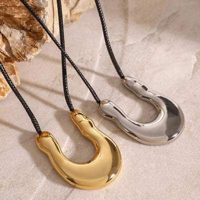 Jewelry Simple Style U Shape Solid Color 304 Stainless Steel Plating Stainless Steel Necklaces