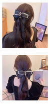 Black Diamond Pearl bow hairpin trendy houndstooth spring clip back head headwear fashionable temperament hair accessories