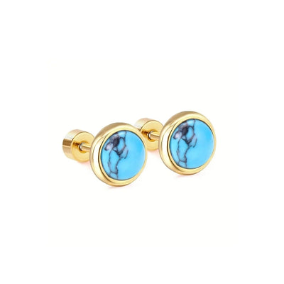 1 Pair Simple Style Round Inlay 316 Stainless Steel  Artificial Gemstones 18K Gold Plated Stainless Steel Earrings