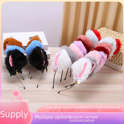 Cute Plush Cat Ear Hairband Autumn and Winter New Cat Rabbit Ear Fox Beast Ear Sexy Anchor Bell Headwear