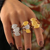 Jewelry Sweet Pastoral Artistic Leaves Titanium Steel 18K Gold Plated Rings