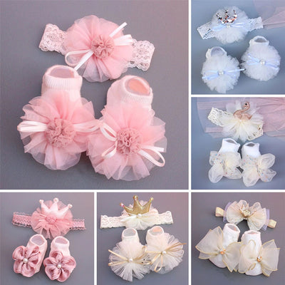 baby hair band socks suit children's boat Socks floor socks headband baby Crown flower headband hair accessories