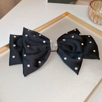 Black Diamond Pearl bow hairpin trendy houndstooth spring clip back head headwear fashionable temperament hair accessories