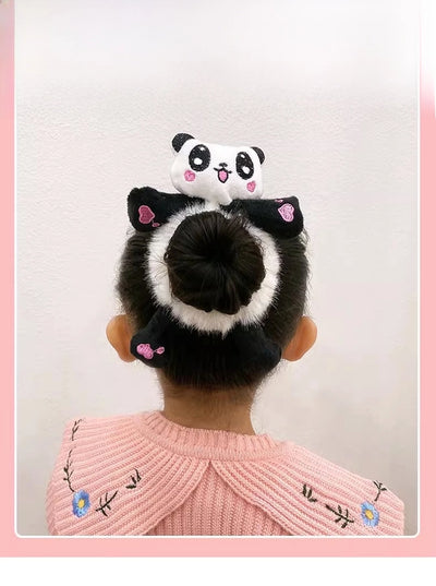 Cute Cartoon Plush Bear Hair Ring No Hurt Hair Headwear Children's Hair Rope Korean Ball Head Rubber Band Bag