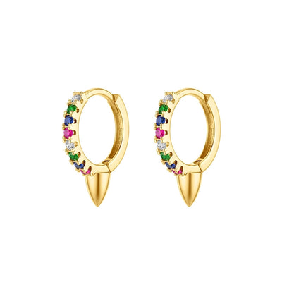 1 Pair Elegant Simple Style Geometric Copper Zircon 24K Gold Plated Hoop Earrings