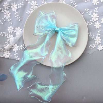 cartoon style bow knot organza rhinestone hair clip