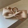 Textured satin bow headdress Internet celebrity hairpin female back head updo hair clip large high-grade shark clip