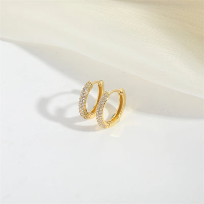 1 Pair Elegant Simple Style Round Plating Inlay Copper Zircon 14K Gold Plated Earrings