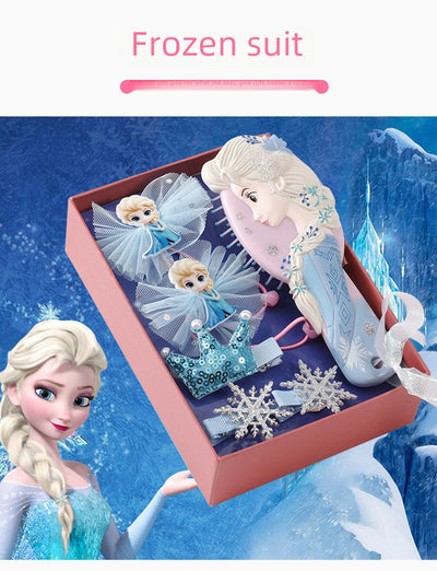 Children's hair accessories bow hairpin Princess Elsa headdress children's hairpin frozen comb suit gift box