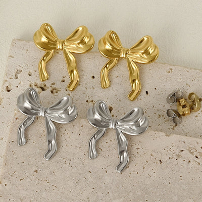 1 Pair Sweet Bow Knot 304 Stainless Steel Ear Studs