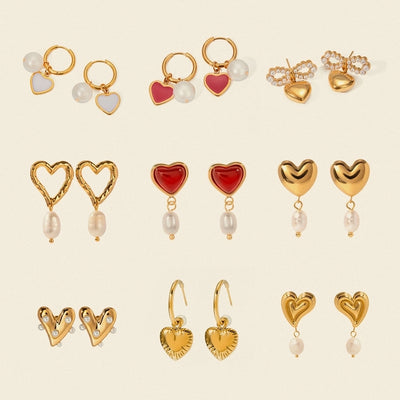 1 Pair Retro Sweet Simple Style Heart Shape 304 Stainless Steel 18K Gold Plated Drop Earrings