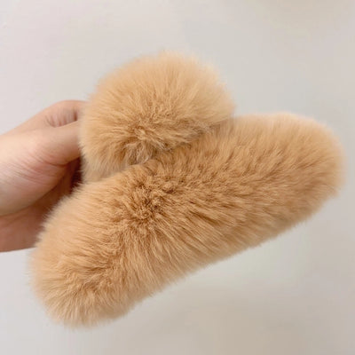 women's simple style solid color plush hair claws