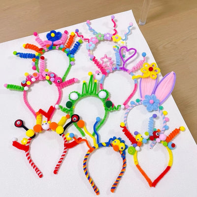 Children Unisex Cartoon Style Cute Heart Shape Flower Plush Handmade Hair Band