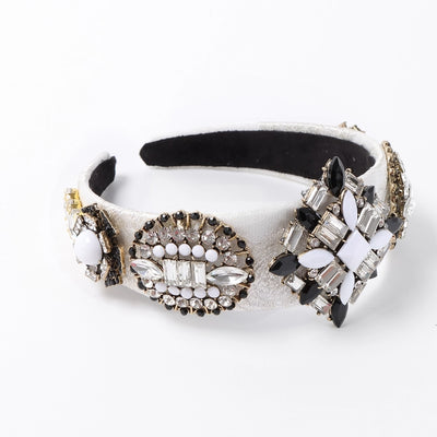 classic style round cloth + rhinestone inlay rhinestones hair band