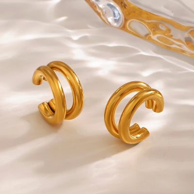 1 Pair Simple Style Lines Polishing Plating 316 Stainless Steel  18K Gold Plated Ear Cuffs