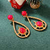 1 Pair Retro Water Droplets Plating Inlay Copper Rhinestones Glass Stone Antique Gold Plating Drop Earrings