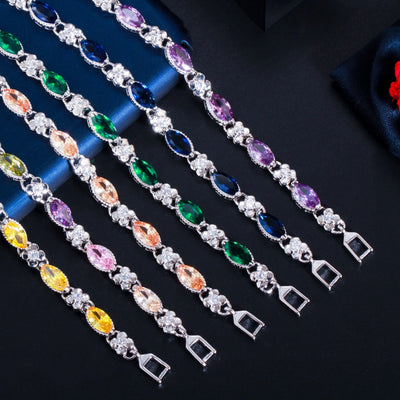 1 Copper Bracelet Fashion Colored Gems Inlaid Copper-Plated Gold Zircon Bracelet Citrine Gem Hand Jewelry  Multi-Color Optional Suitable for Women's Daily Or Date Wear