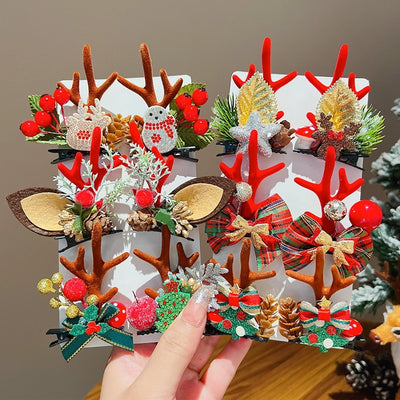 Christmas Cute IG Style Women's Antlers Plush Handmade Hair Clip